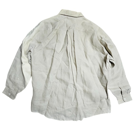 J. Crew Irish Linen Button Up Long Sleeve Shirt XL‎ Beige Prep Minimalist Basic - Picture 6 of 8